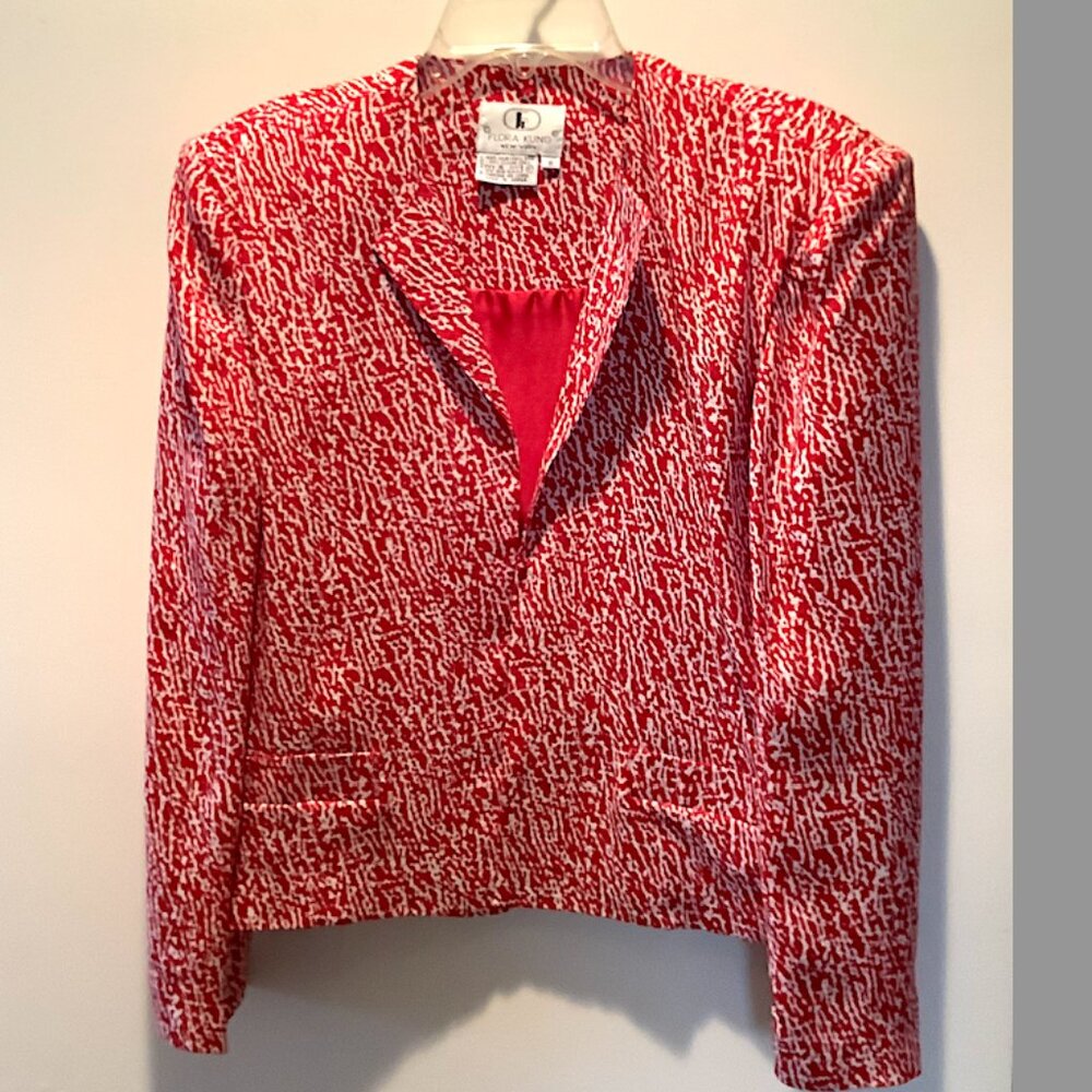 Flora Kung - VTG Red and white silk jacket + matching sleeveless top , size 8